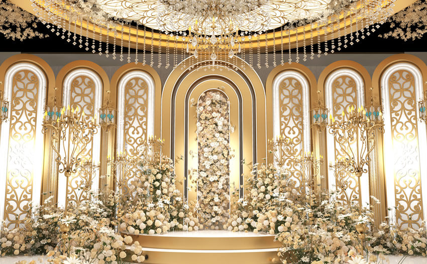 翠屏香槟色调婚礼堂效果展示